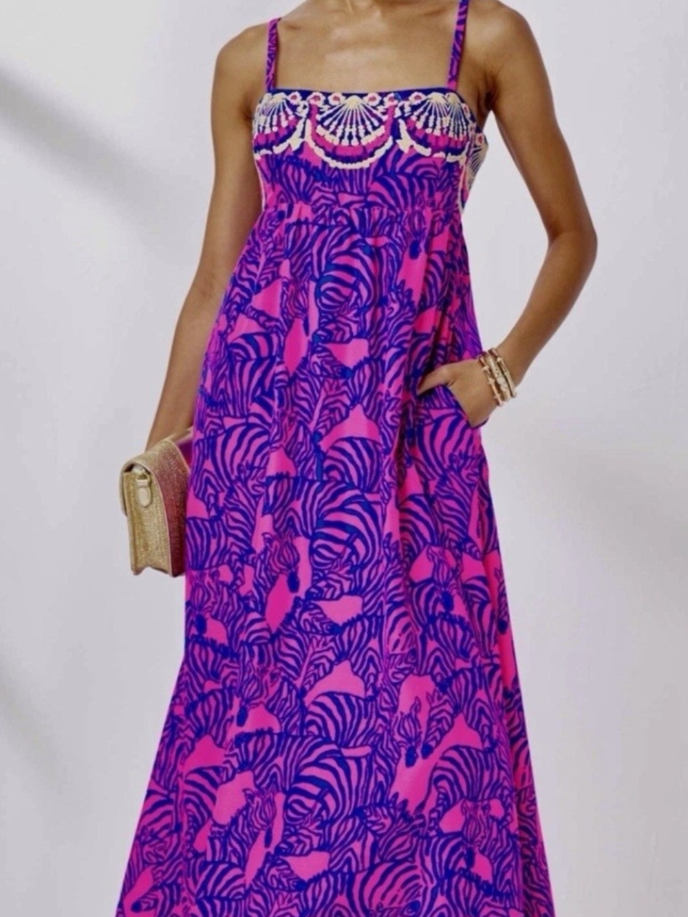 Lilly Pulitzer NWT Bernadetta Maxi Dress Passion Fruit Pink Wild Nights Size 8